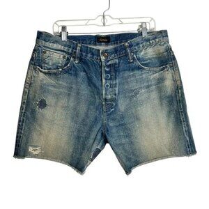 Chimala Selvedge Distressed Raw Hem Button Fly Jean Boy Shorts 30